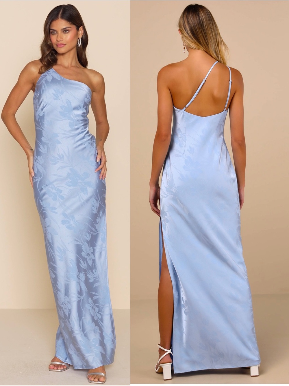 LULUS Satin Floral Jacquard One Shoulder Princesscore Y2K Wedding Guest Dress S